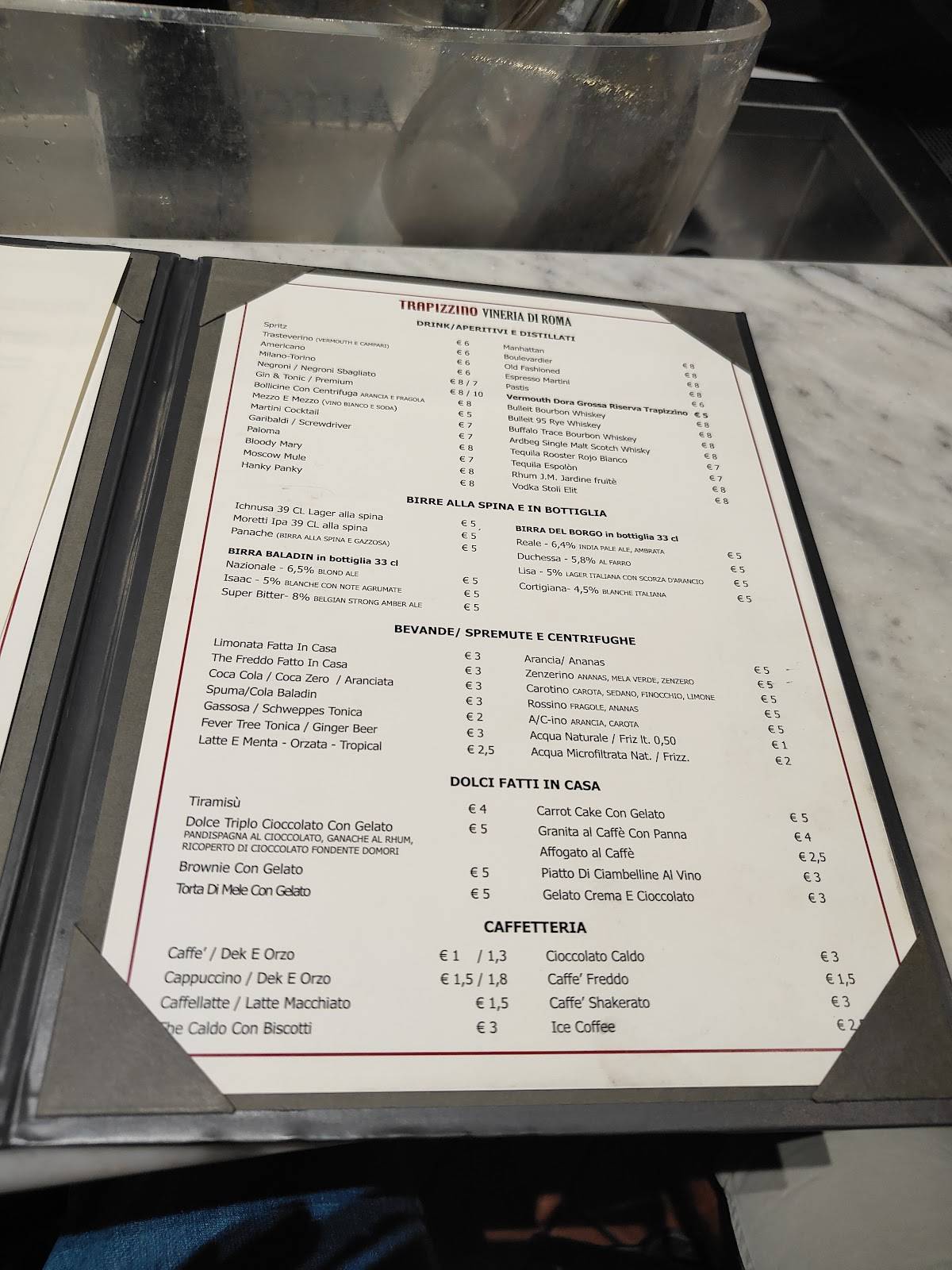 Menu di Trapizzino Trastevere 