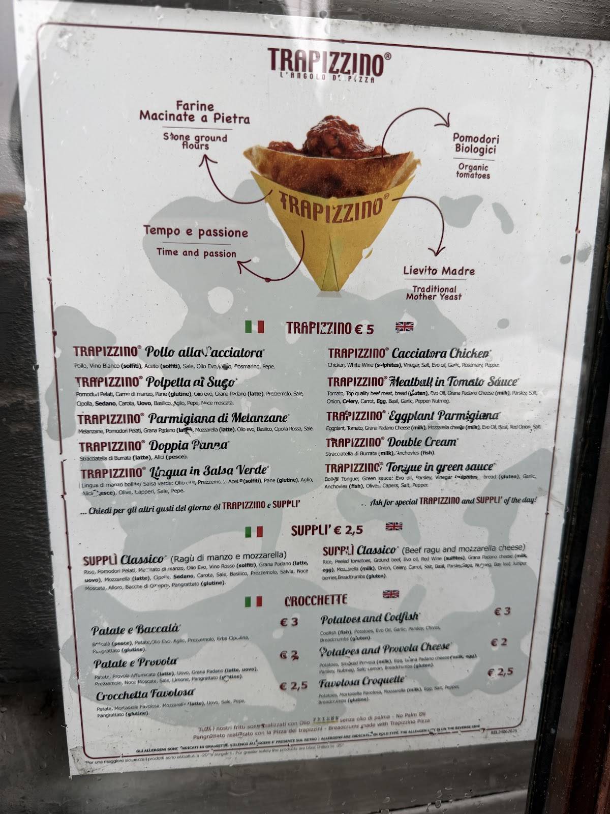 Menu di Trapizzino Trastevere 