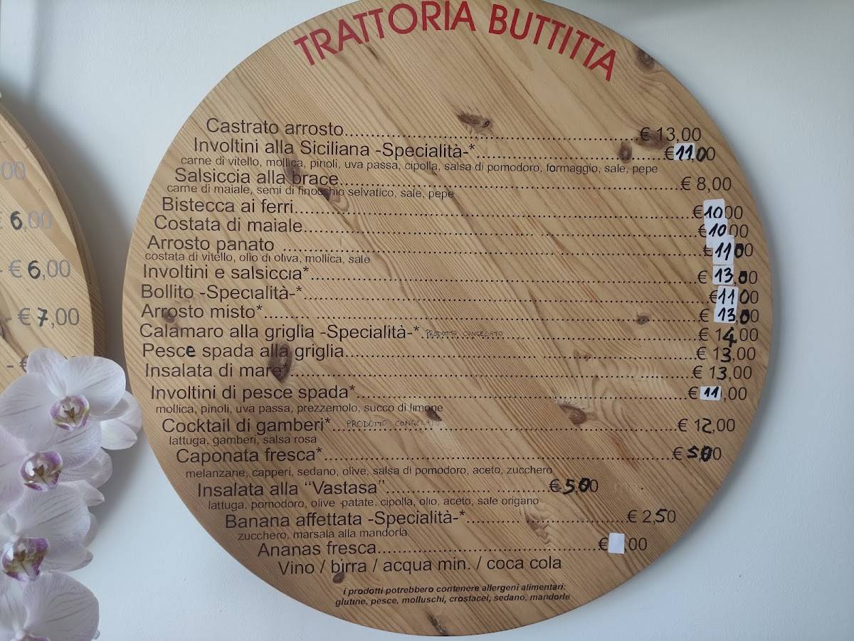 Menu di Trattoria Buttitta 