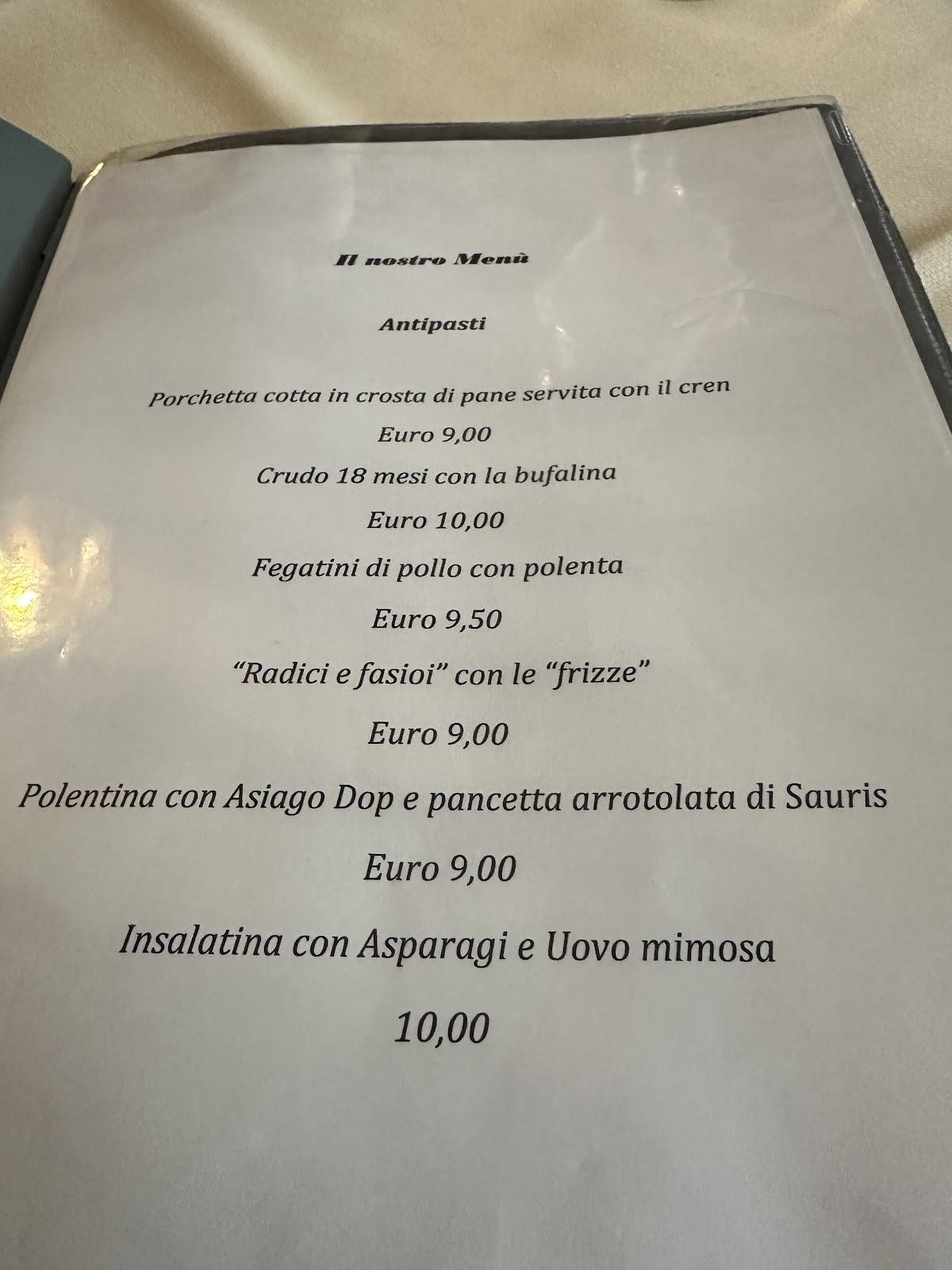 Menu di Trattoria da Carmelo 