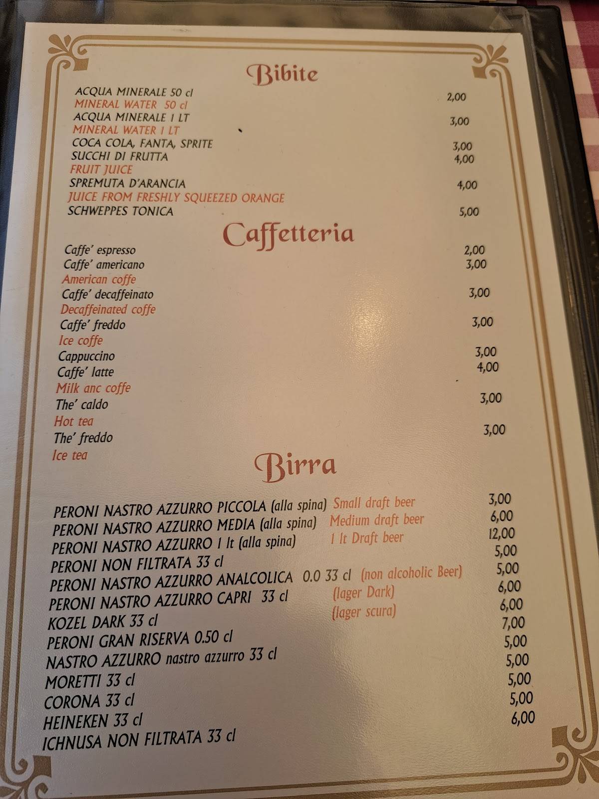 Menu di Trattoria Da Luigi 