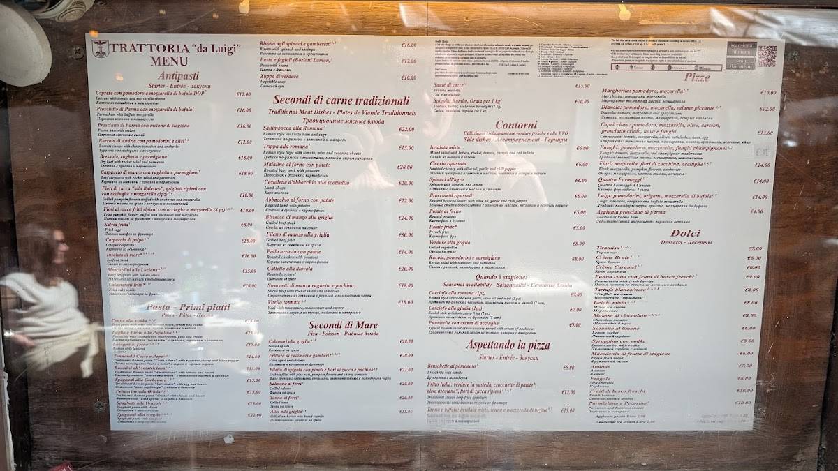 Menu di Trattoria Da Luigi 