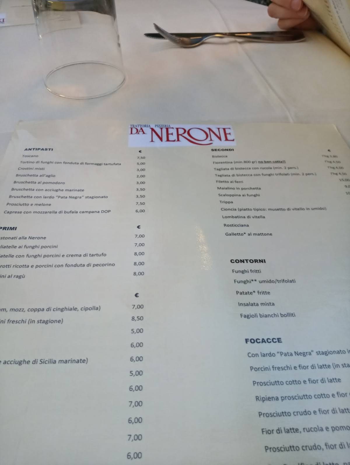 Menu di Trattoria Da Nerone 