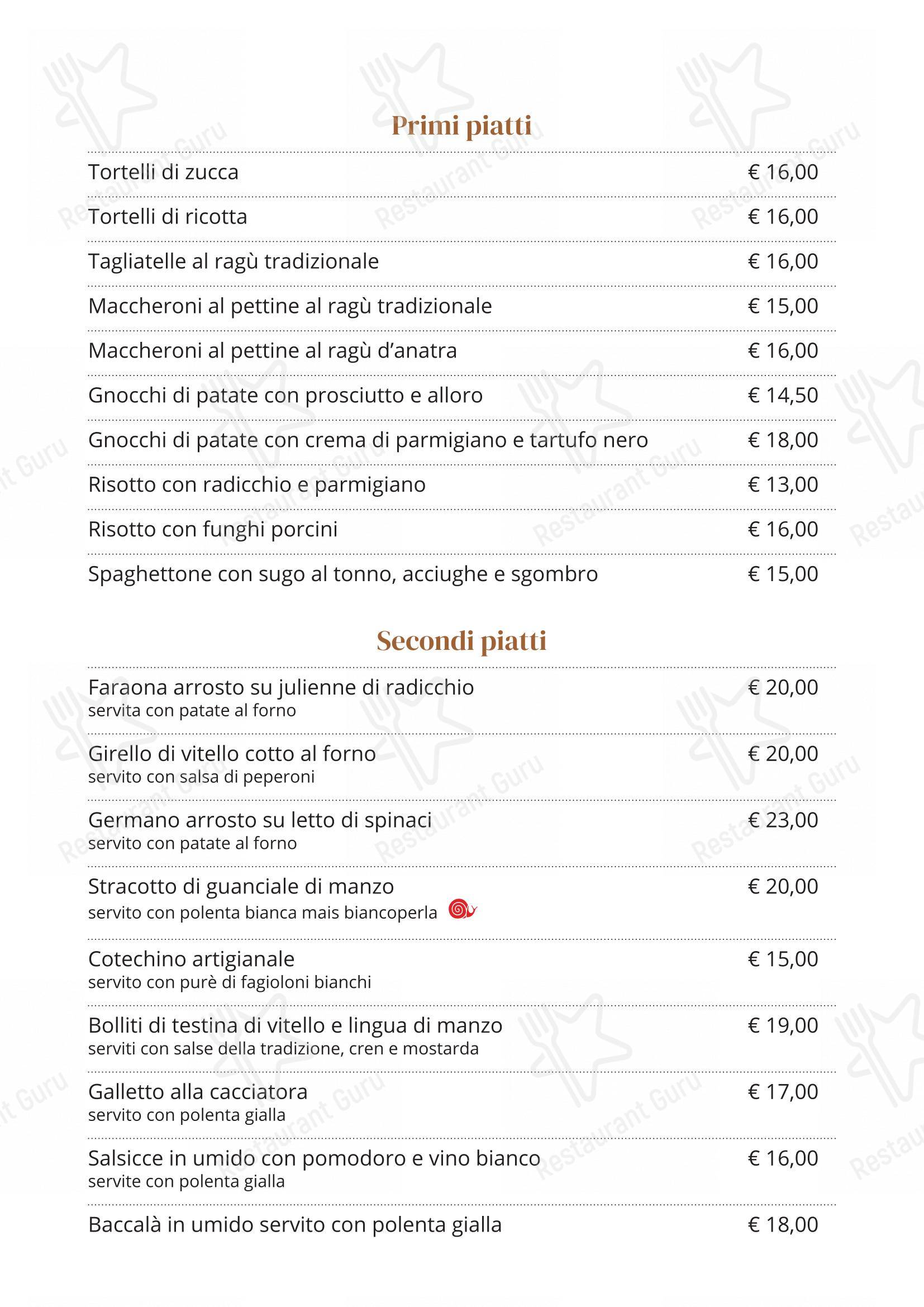 Menu per Trattoria Entrà pub & bar