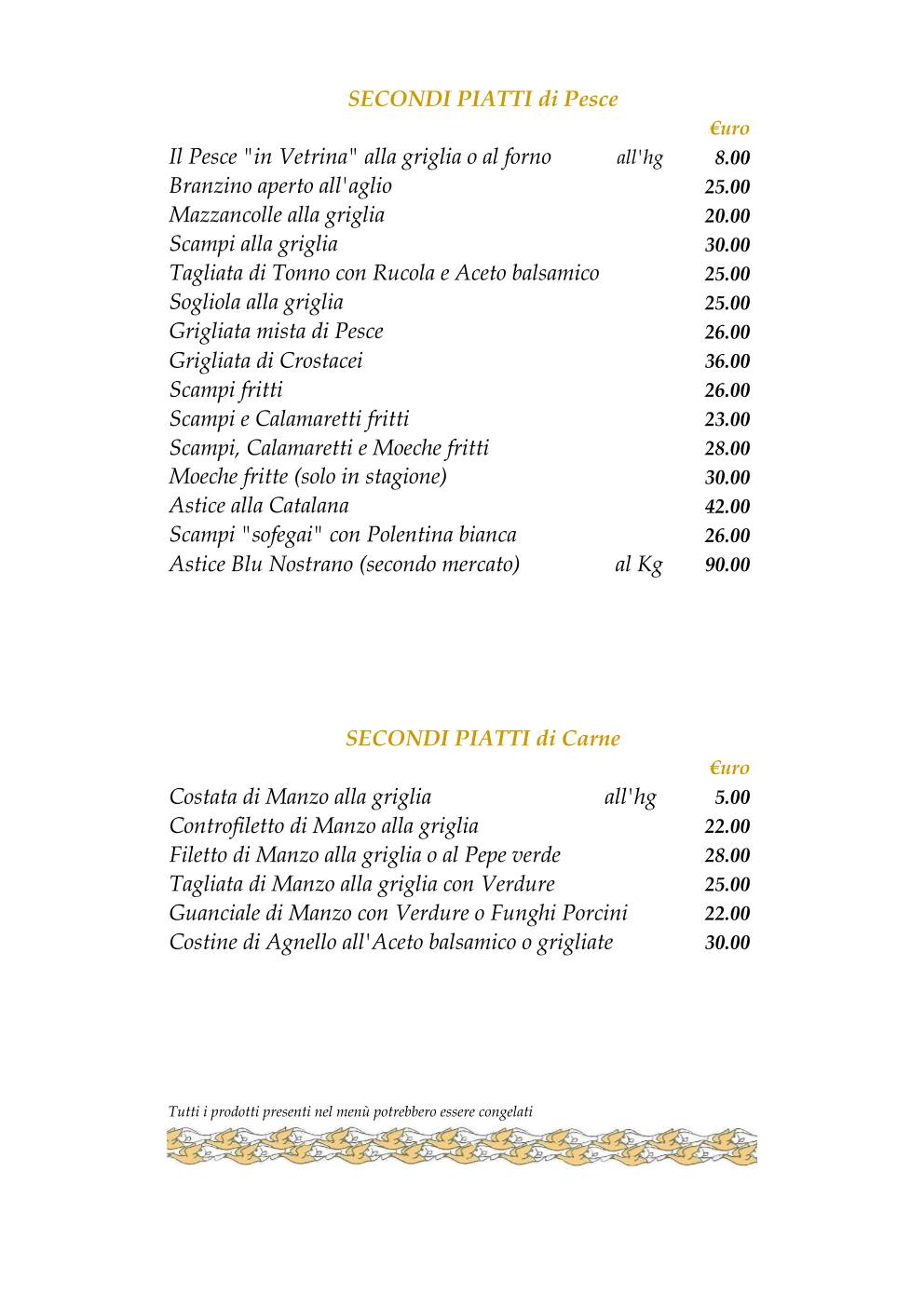 Menu di Trattoria Guaiane 