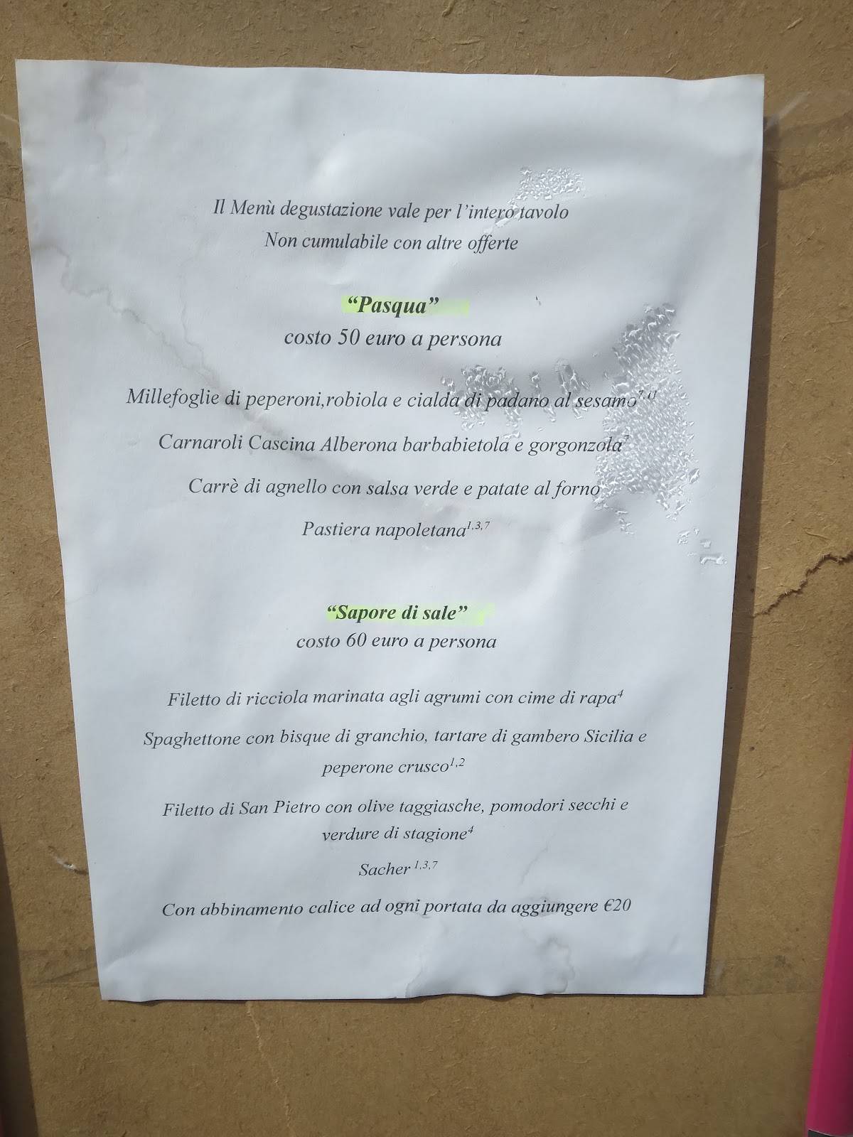 Menu di Trattoria Ressi 