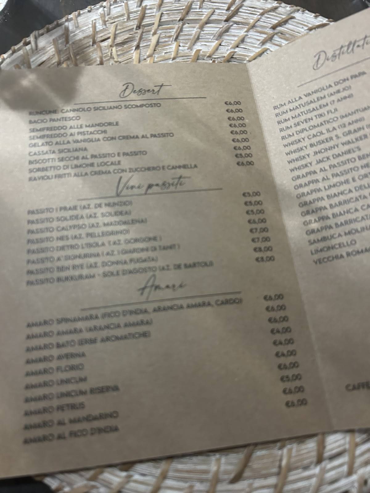 Menu di Trattoria Runcune 