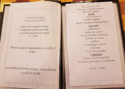Menu di Trattoria Viareggio 