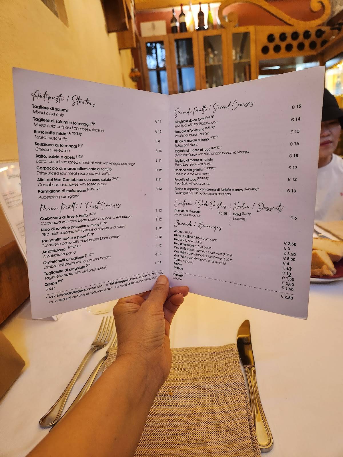 Menu di Trattoria del Moro Aronne 