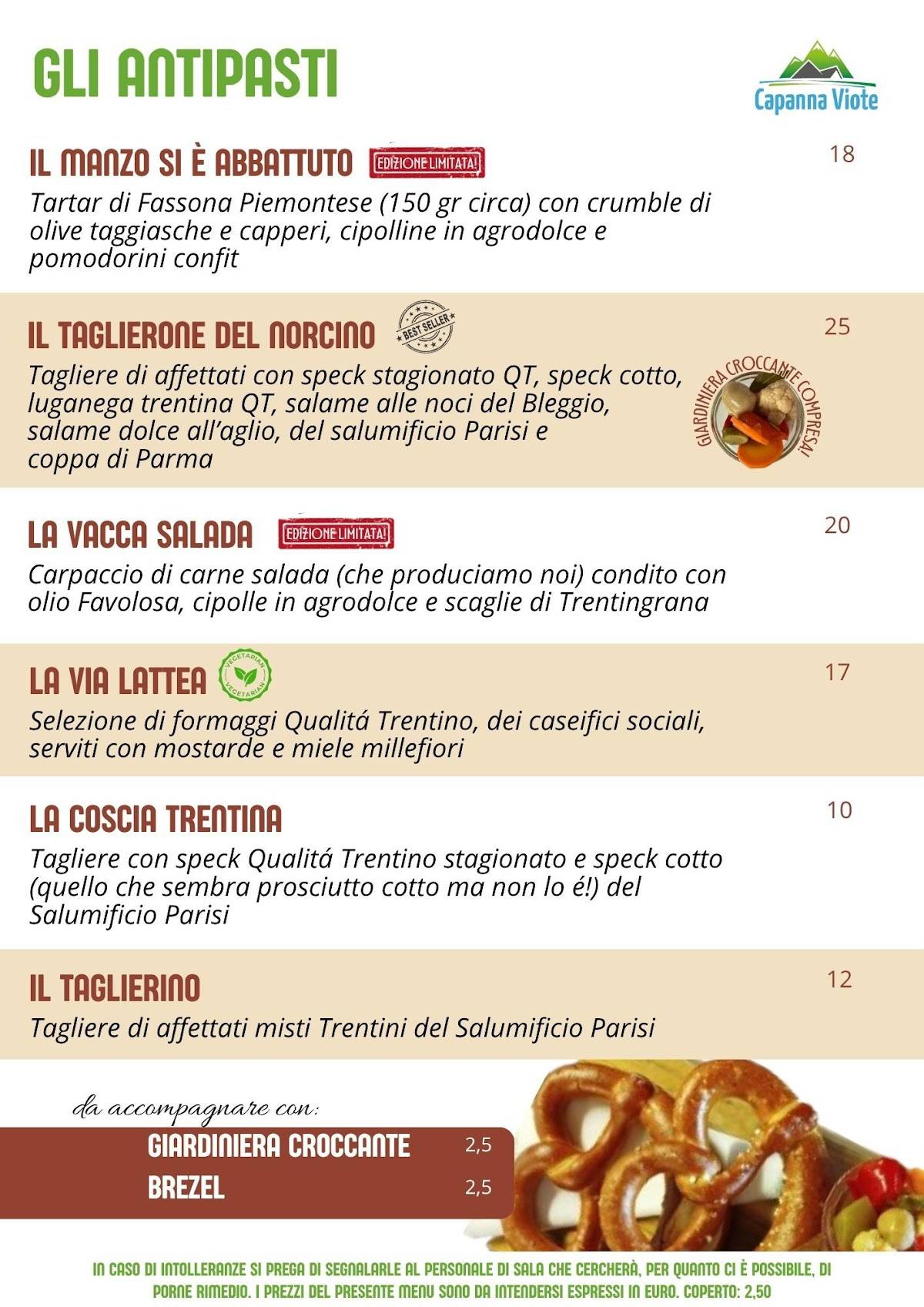 Menu di Capanna Viote 