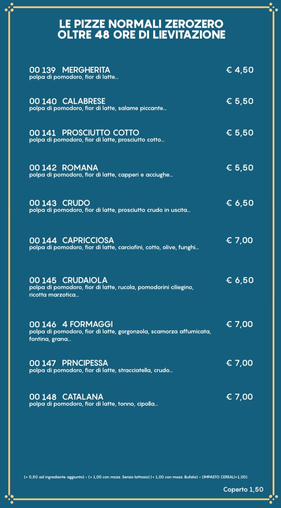 Menu di Pizzeria Doppiozero 
