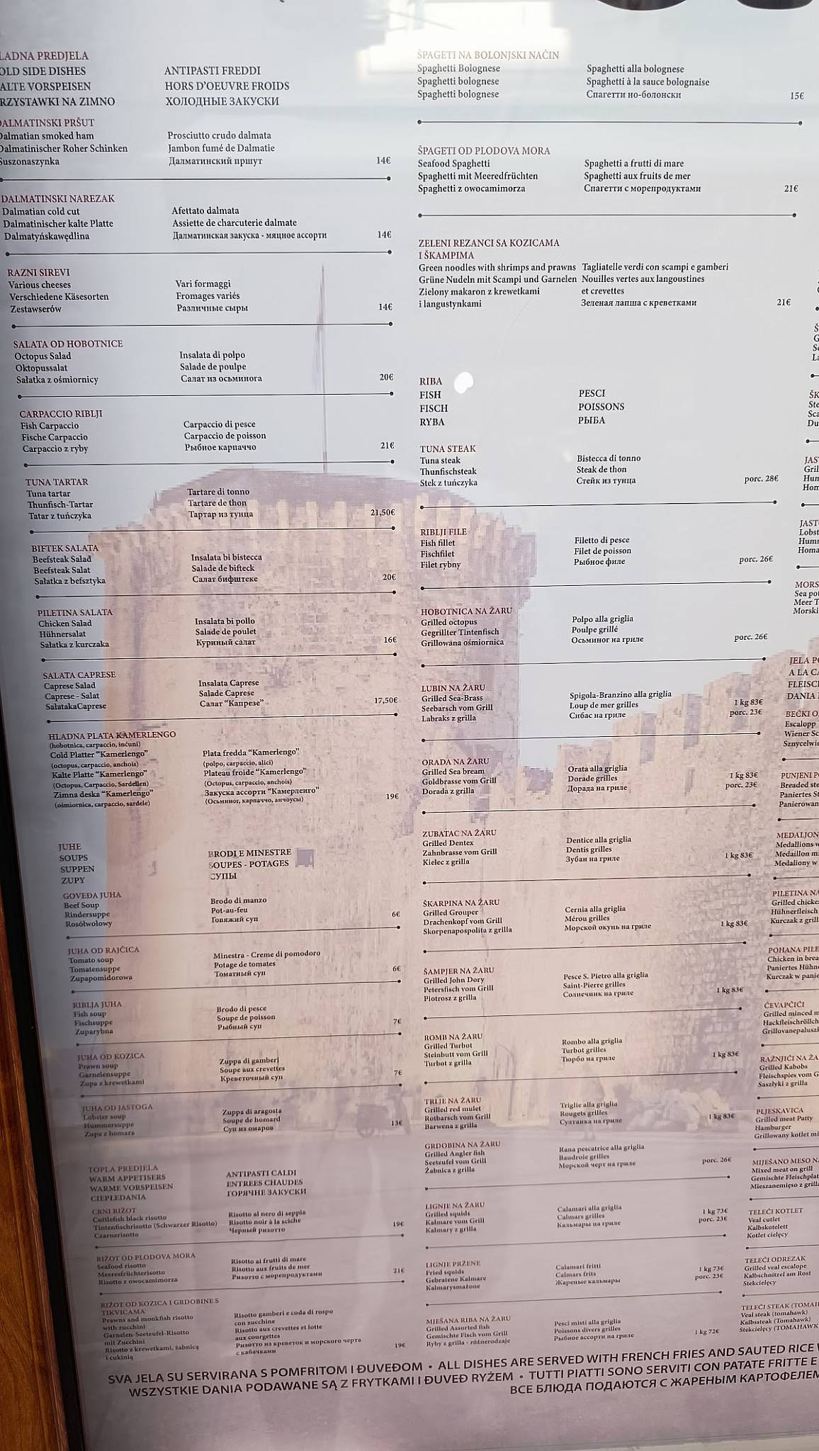 Menu di Restaurant Kamerlengo 