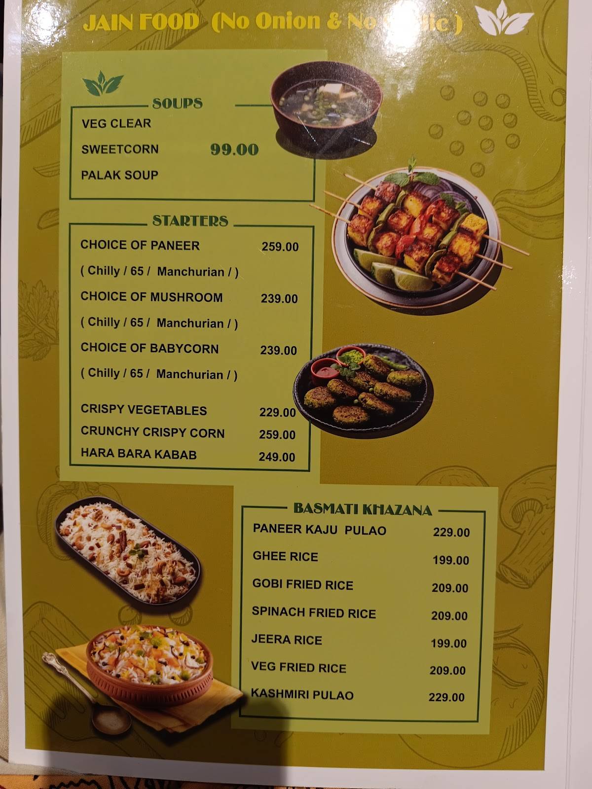 Tulasi Veg Restaurant menu