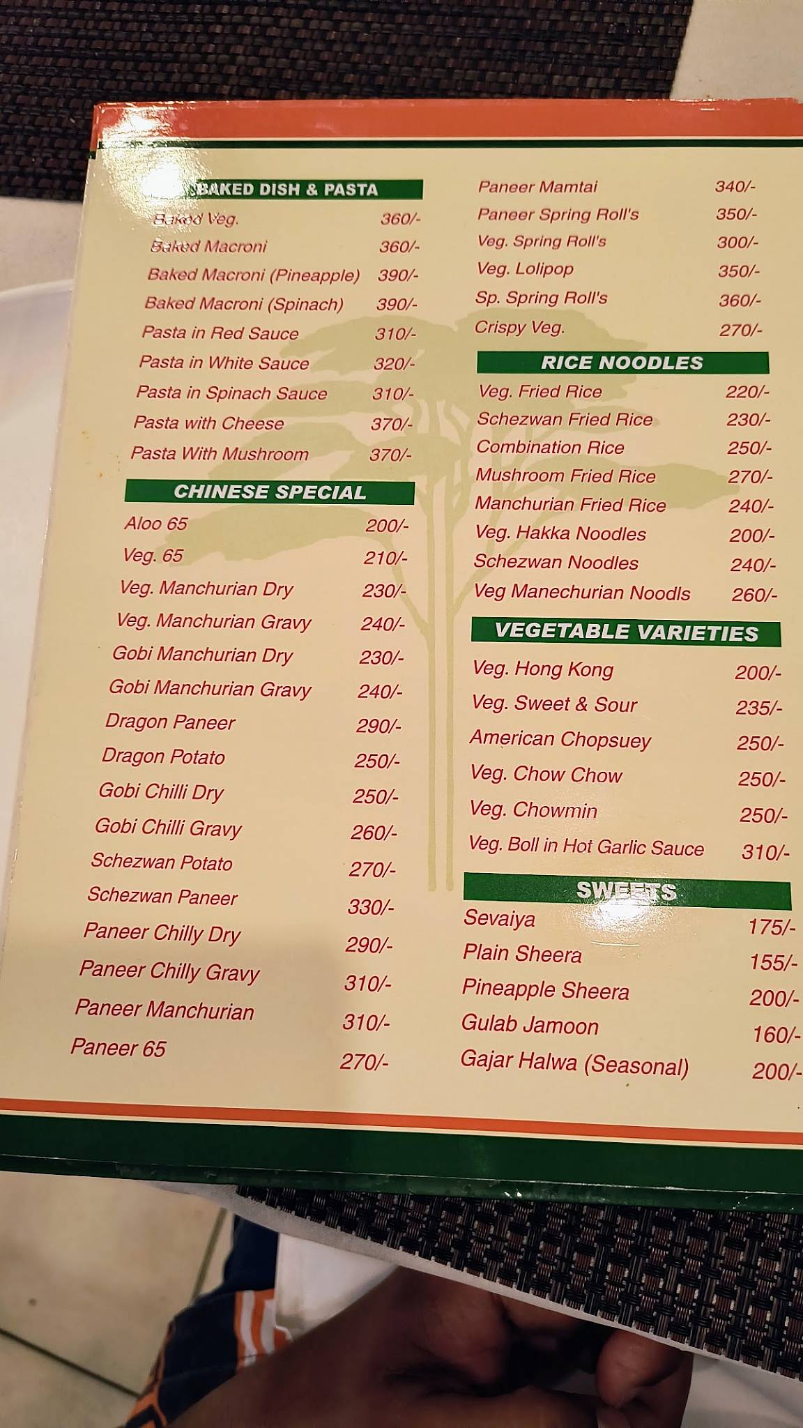 Tulips Woodlands Restaurant menu