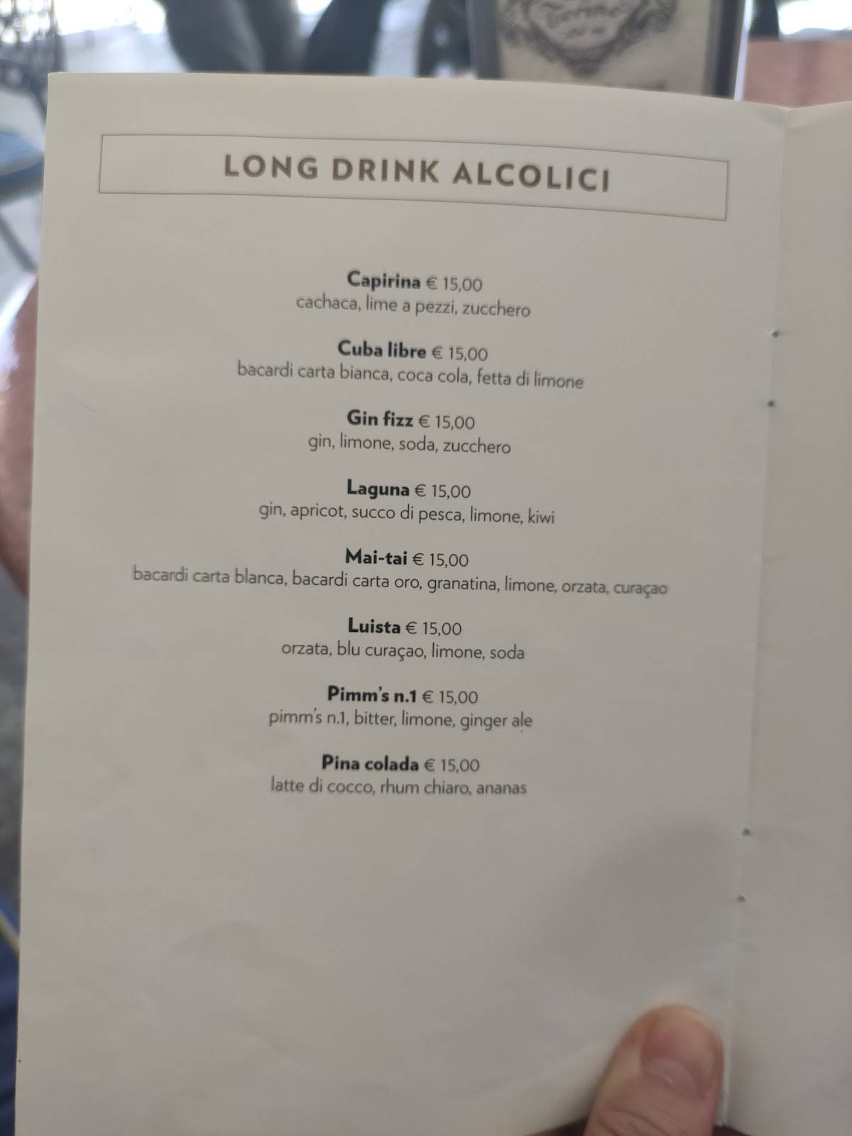 Menu di Caffe' Torino 