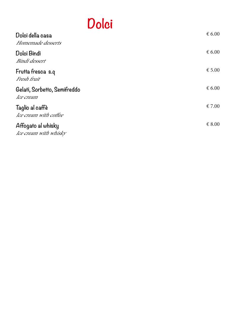Menu di Ristorante La Mina 