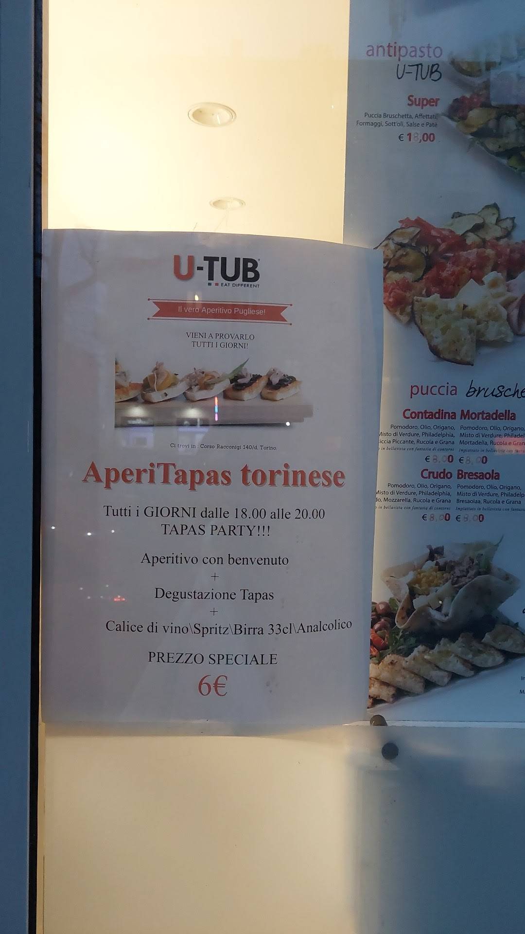 Menu di U-TUB Torino 