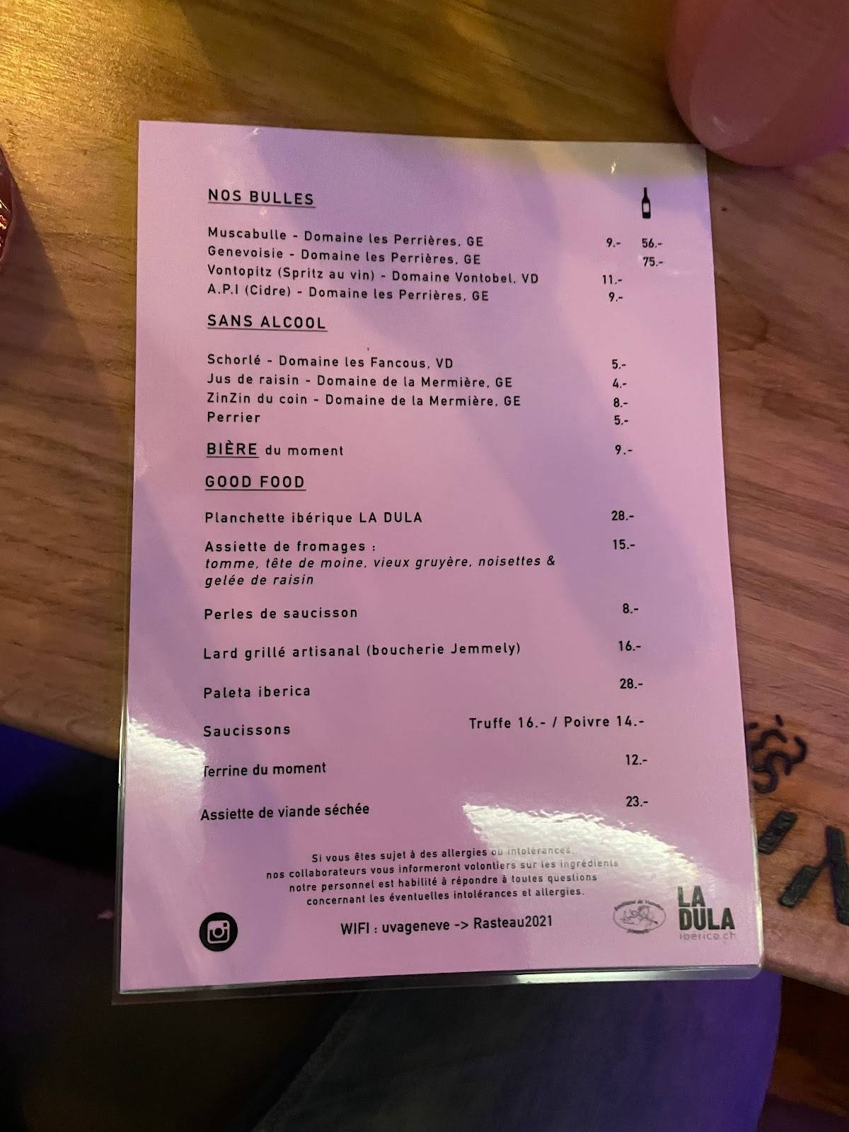 Menu di UVA Genève 