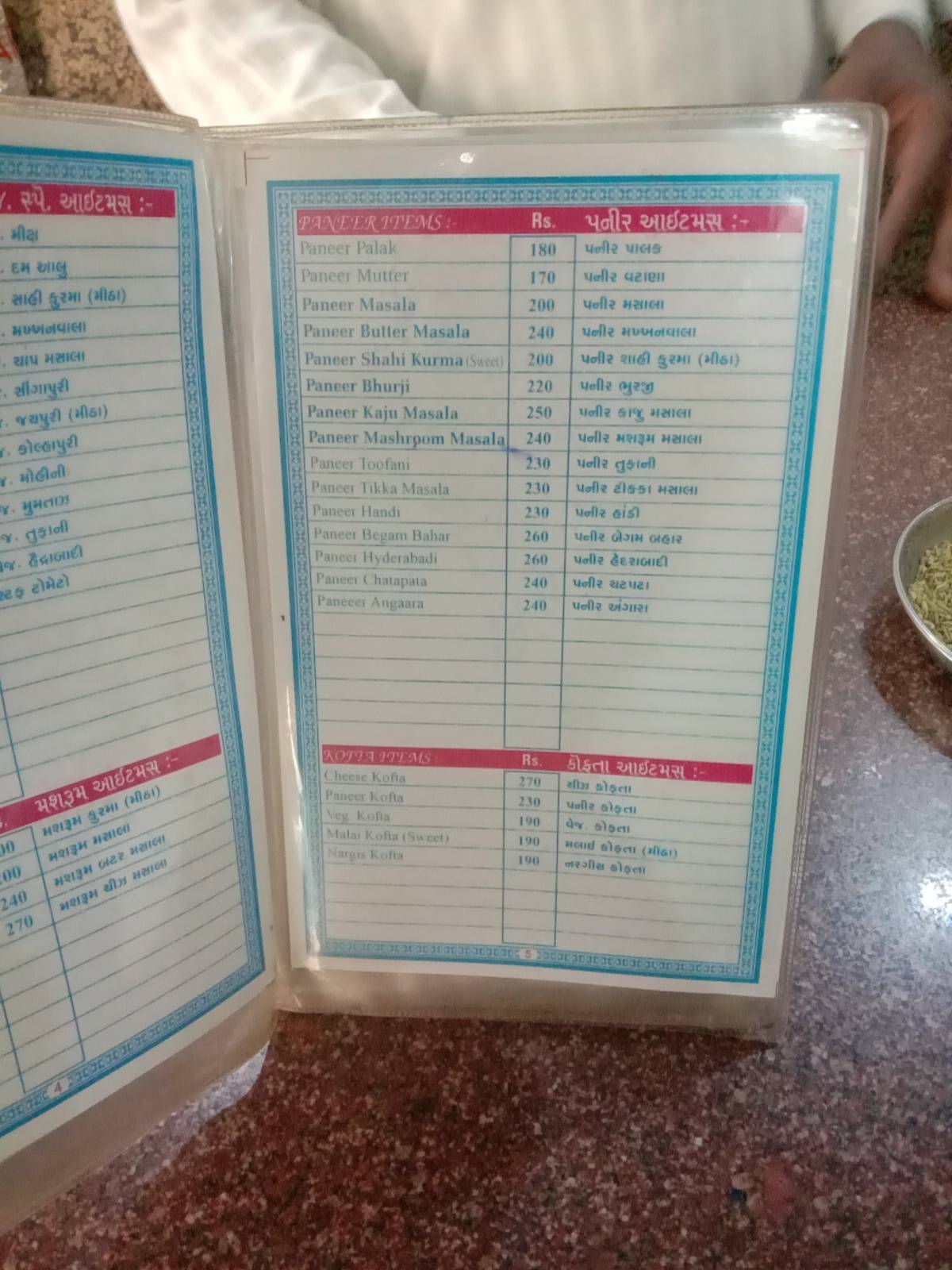 Udupi Restaurant menu