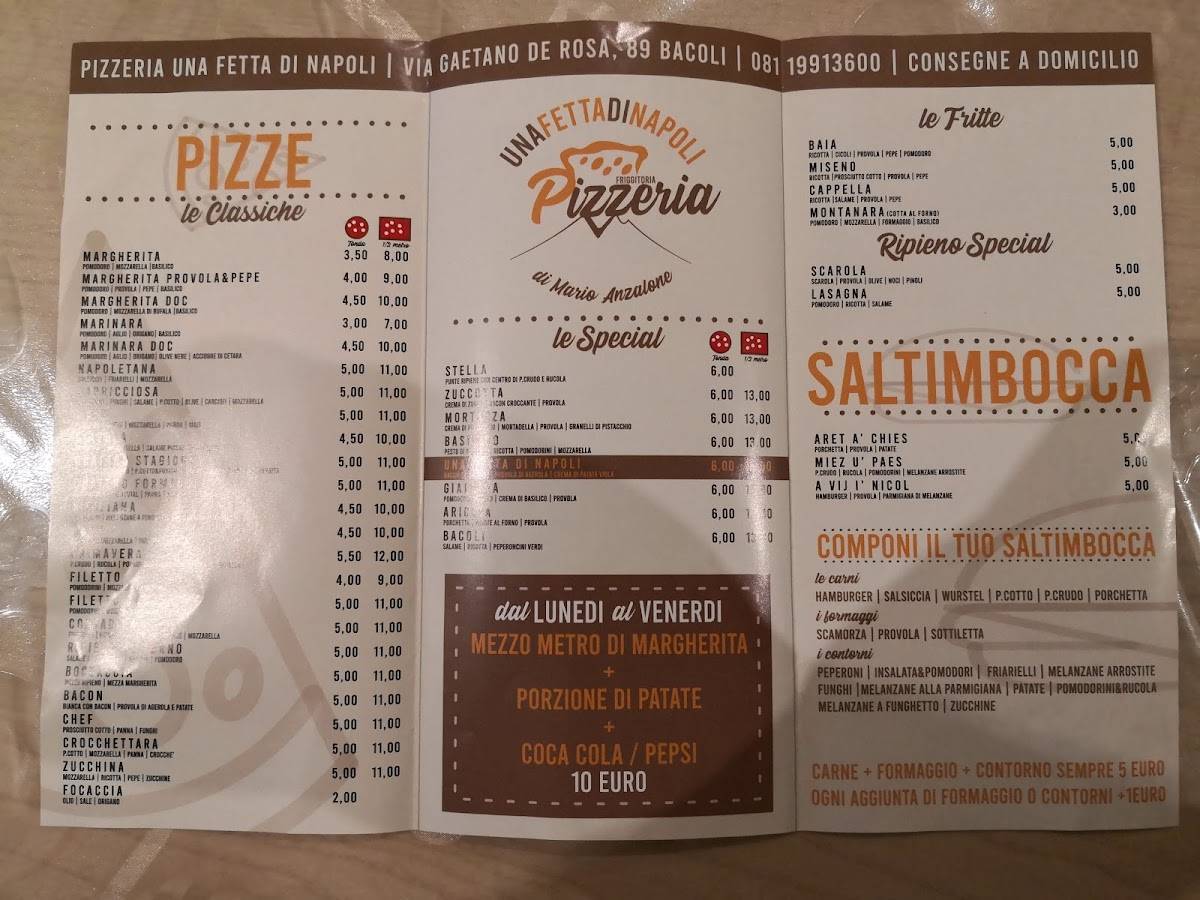 Menu di Una Fetta di Napoli 