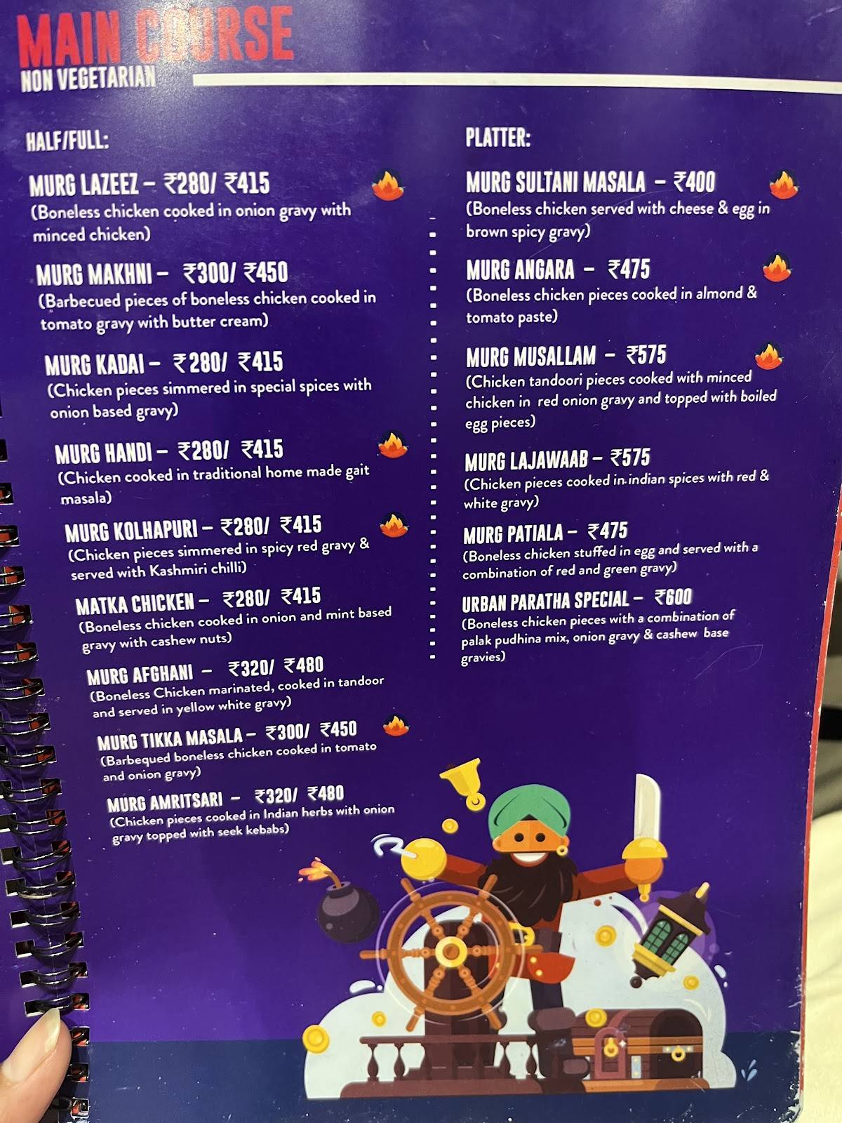 Urban Paratha menu