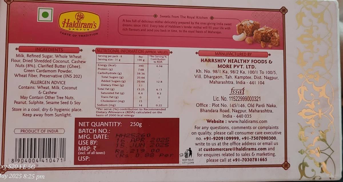 Haldiram's menu