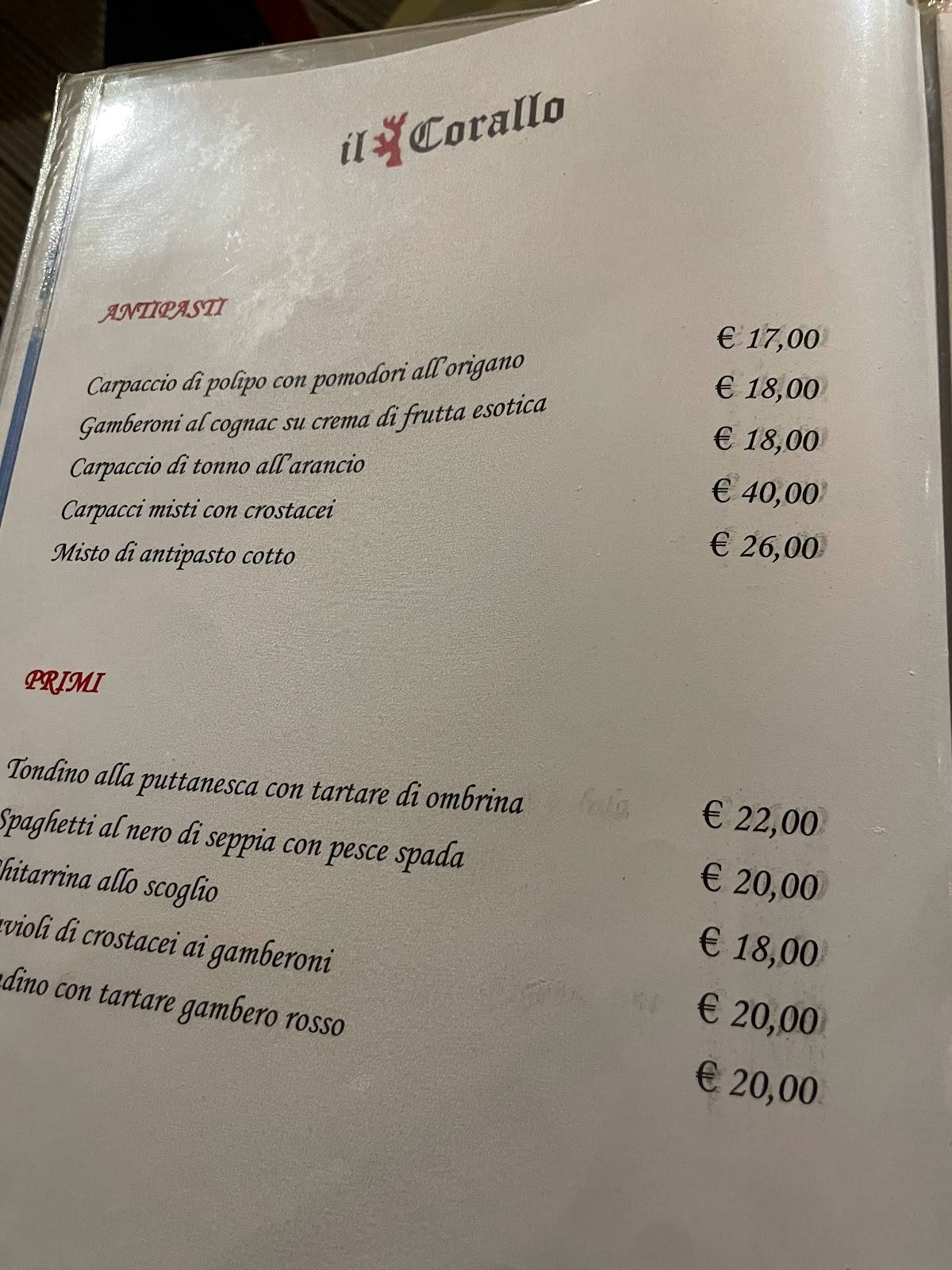 Menu di Ristorante Il Corallo 