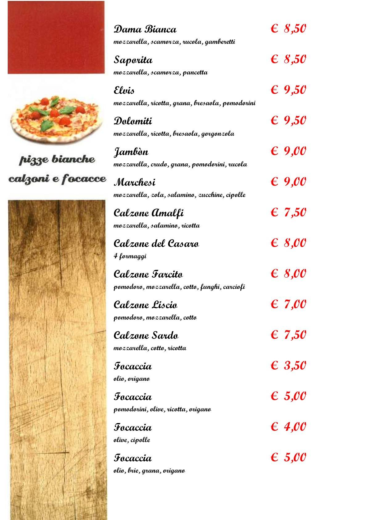 Menu di Vecchio Pozzo 