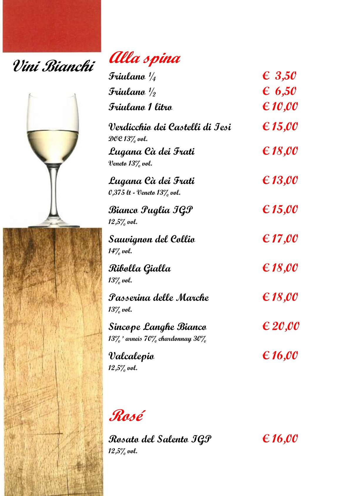 Menu di Vecchio Pozzo 