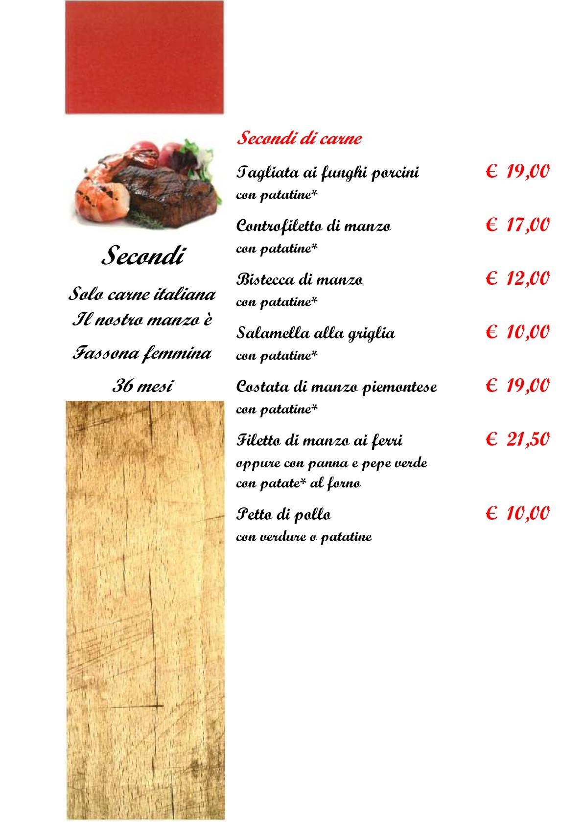 Menu di Vecchio Pozzo 
