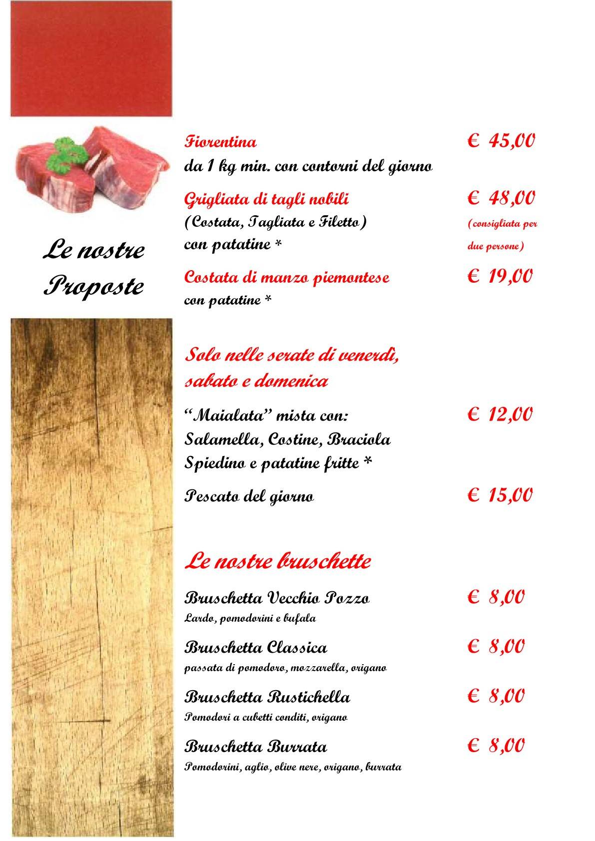 Menu di Vecchio Pozzo 