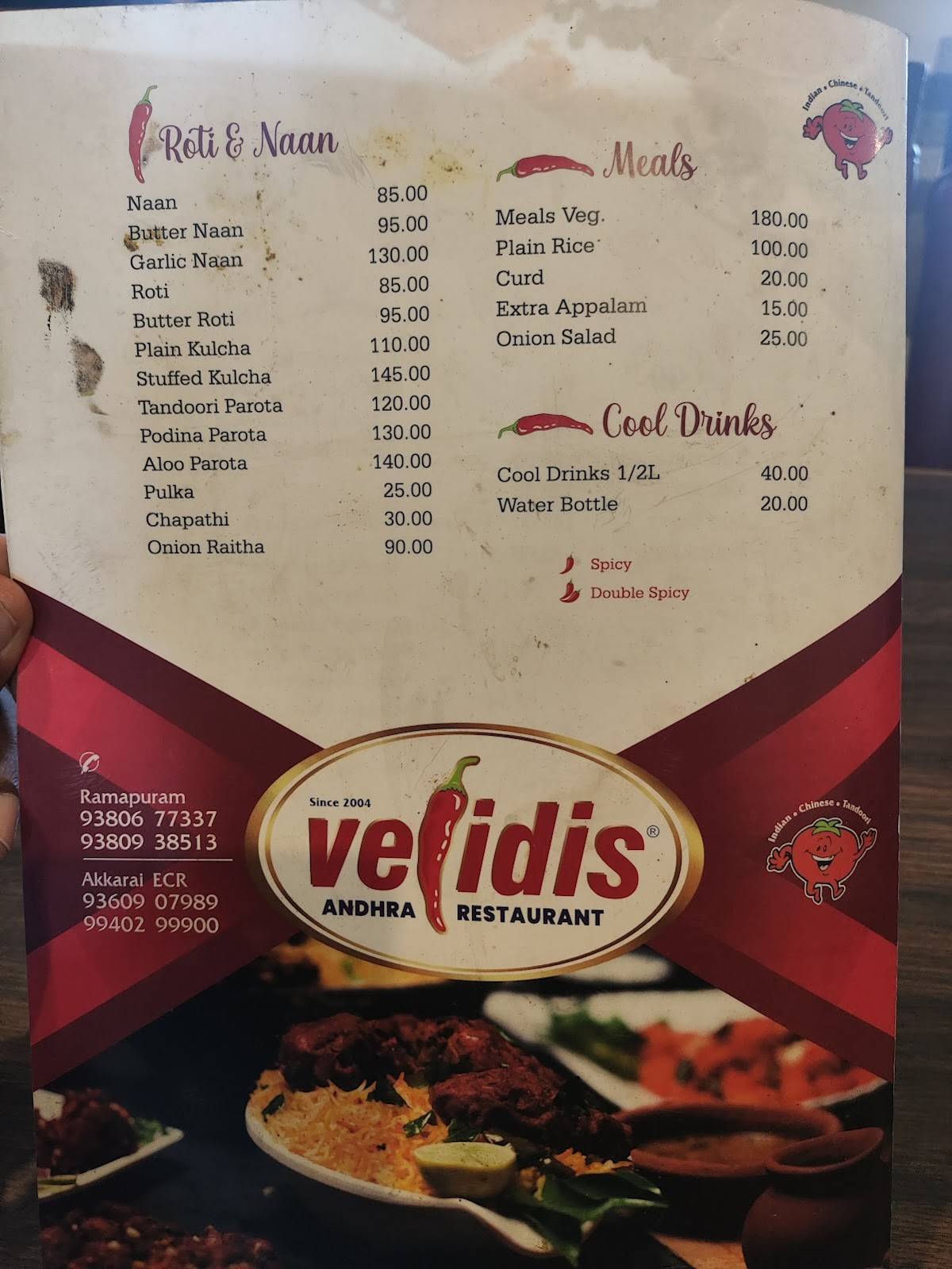 Velidis menu
