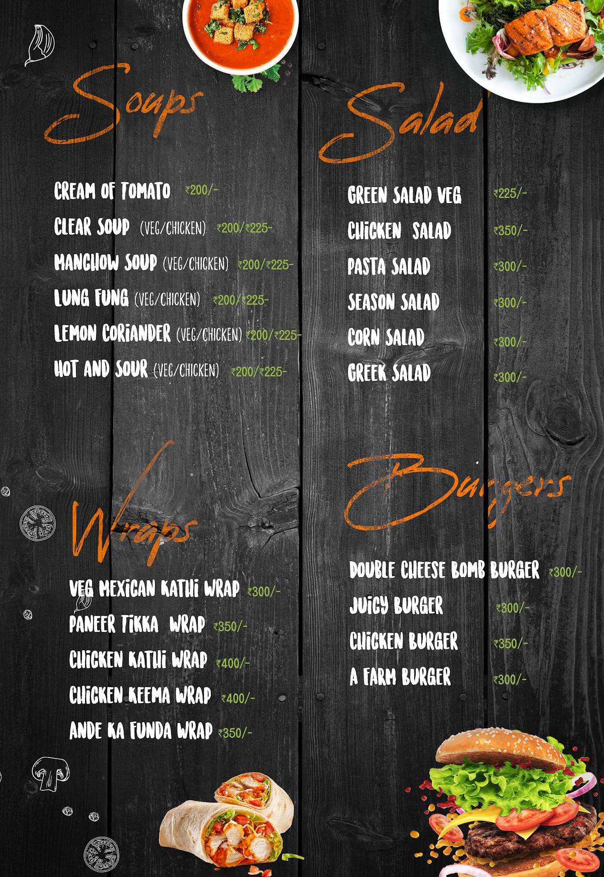 Venom Club and Kitchen menu