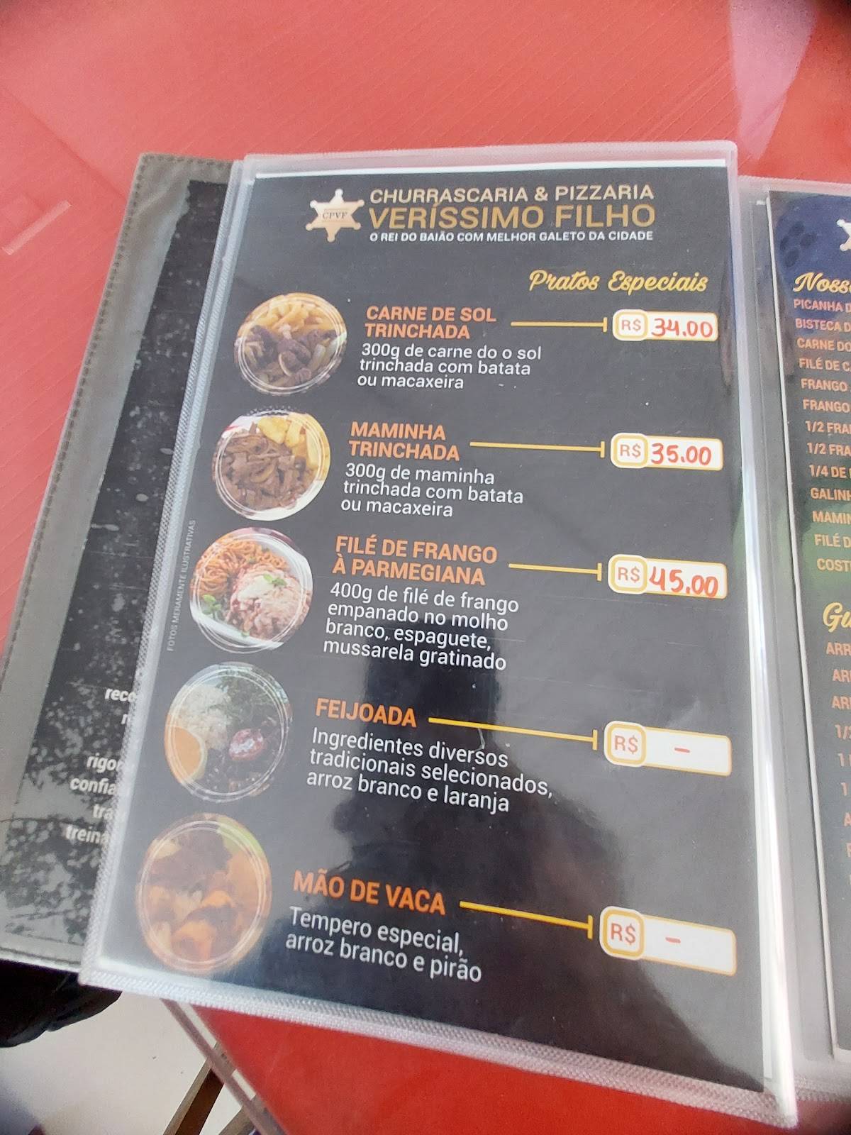 Veríssimo Filho cardápio