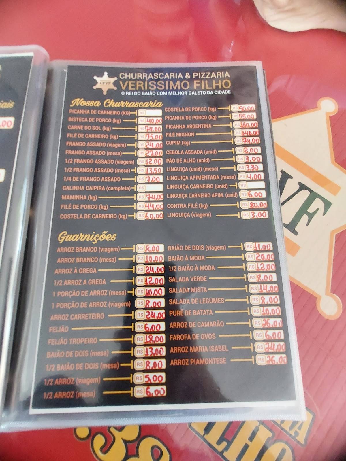 Veríssimo Filho cardápio