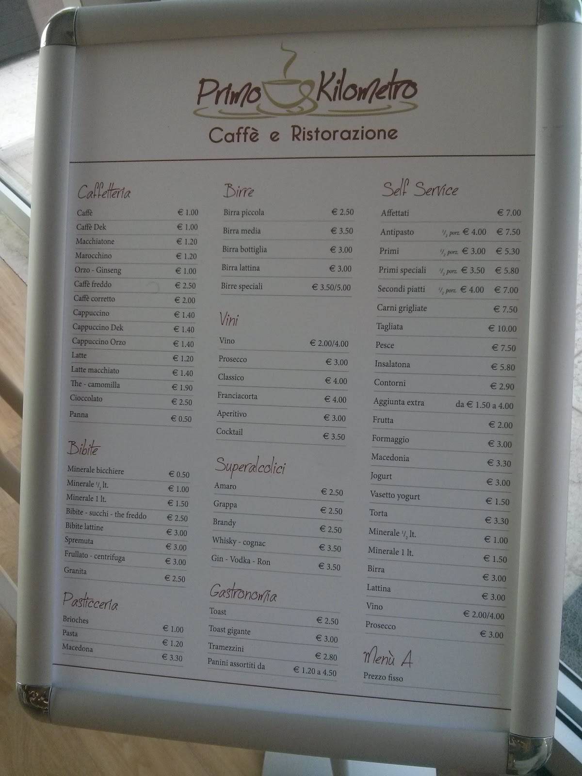 Menu di Primo Kilometro S.n.c. 