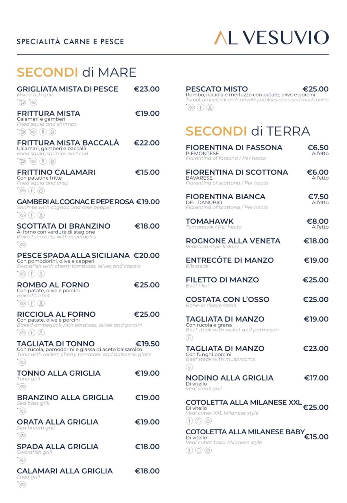 Menu di Vesuviosesto dal 1961 