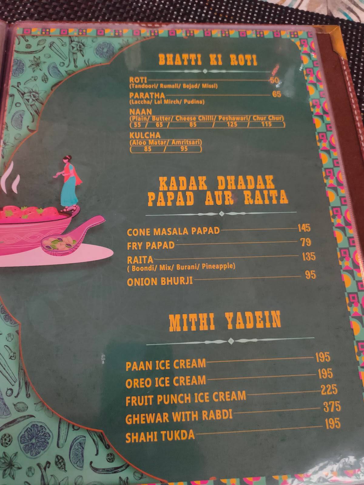 Virasat menu