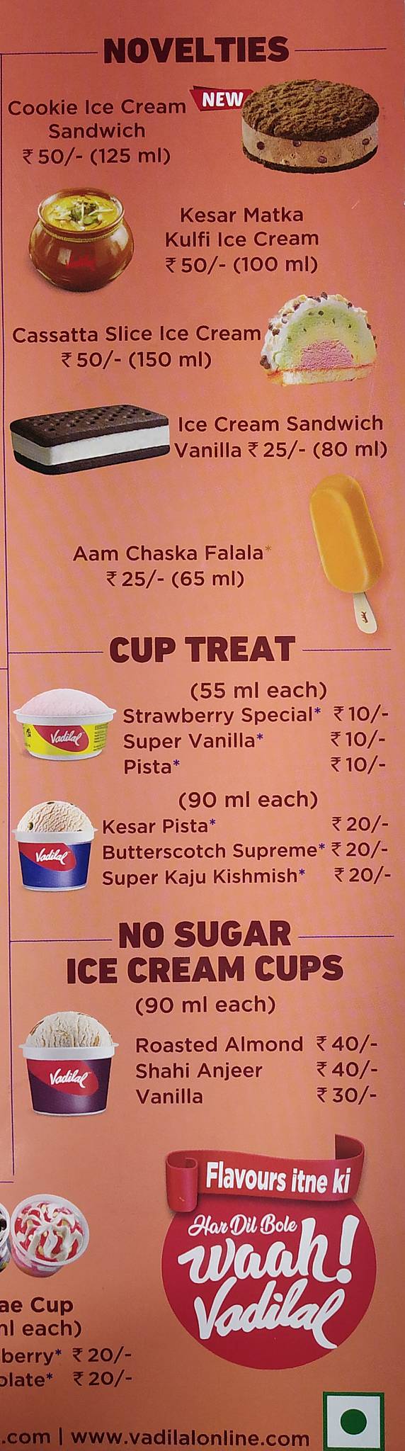 Vishal bakery & kirana menu