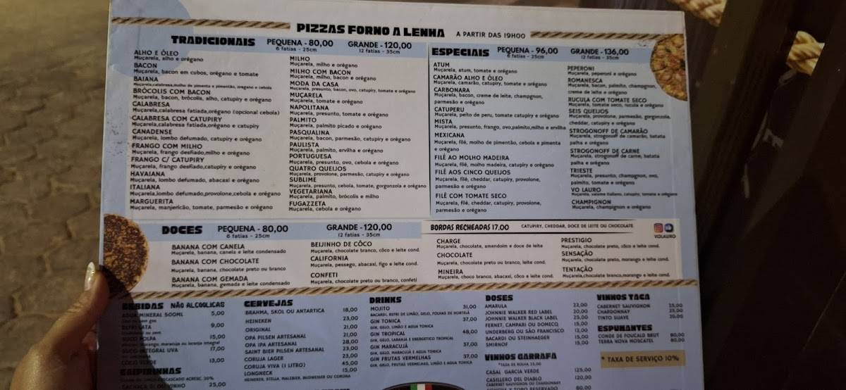 Vô Lauro Restaurante e Pizzaria cardápio