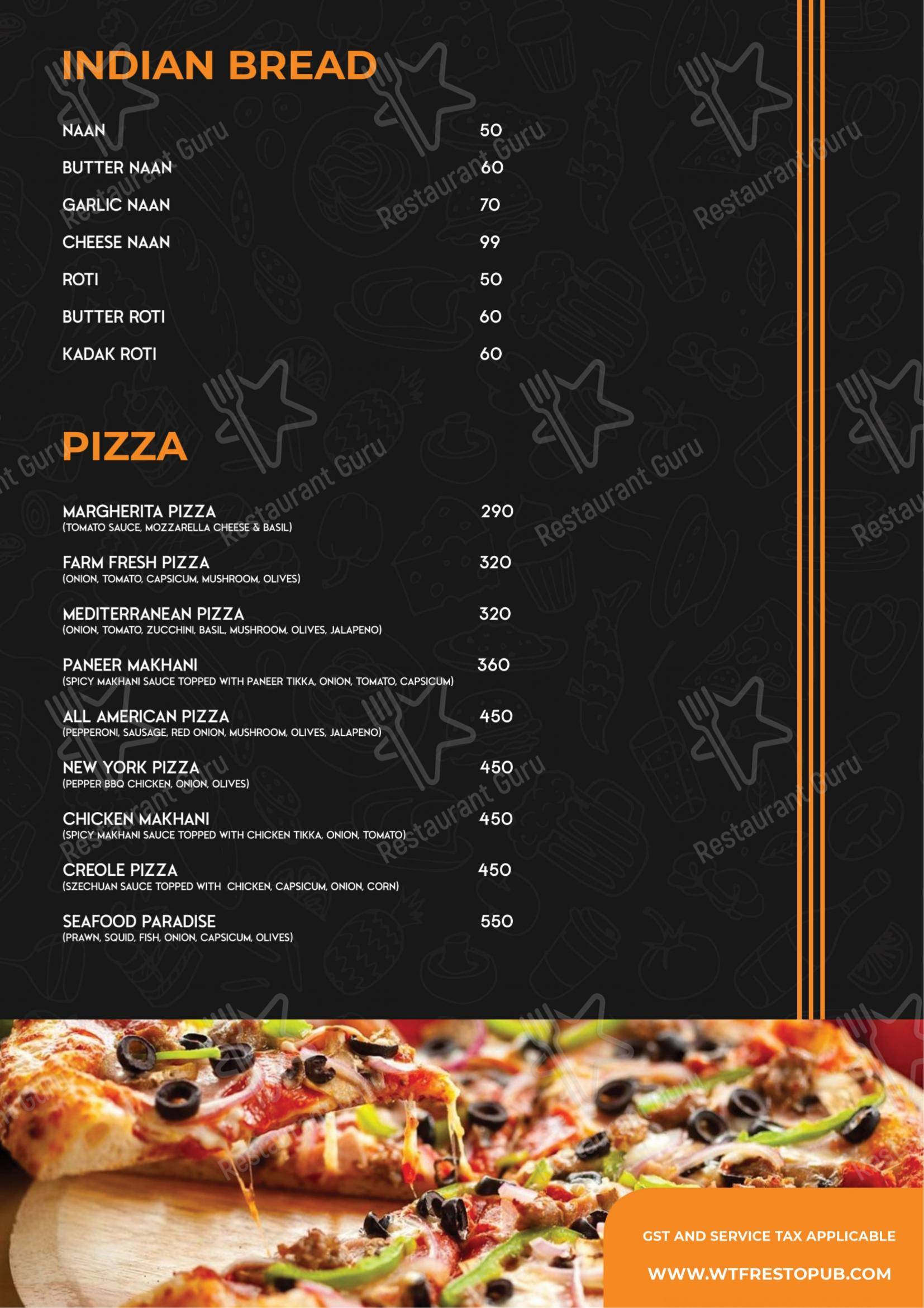 Menu for Way To Fly Restopub Pubs near me in Pondicherry Dance Floor DJ Nights Best Nightlife in Pondicherry Nightclub in Puducherry