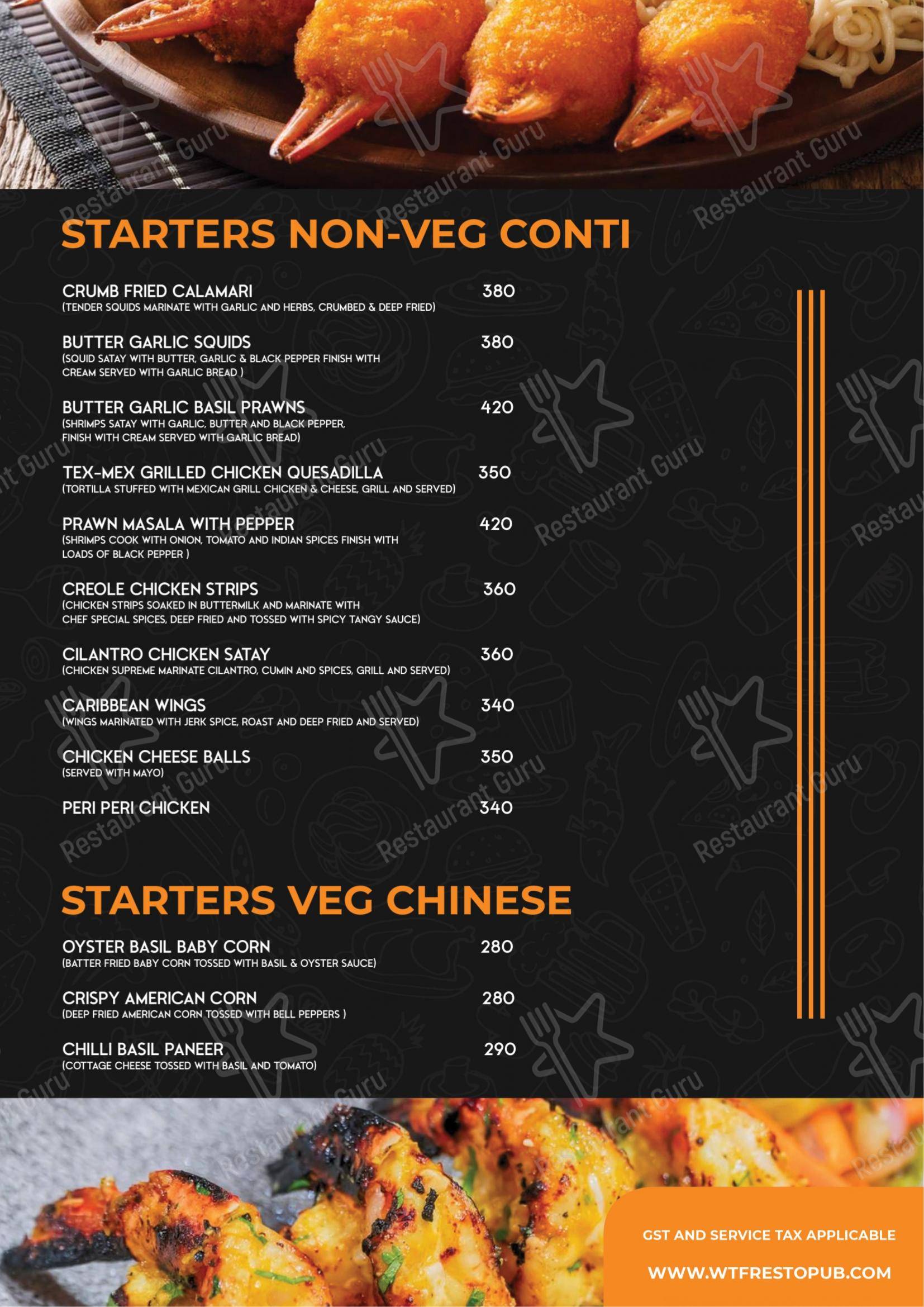 Way To Fly Restopub Pubs near me in Pondicherry Dance Floor DJ Nights Best Nightlife in Pondicherry Nightclub in Puducherry - Menu