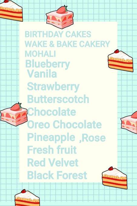 Wake&Bake Cakery menu