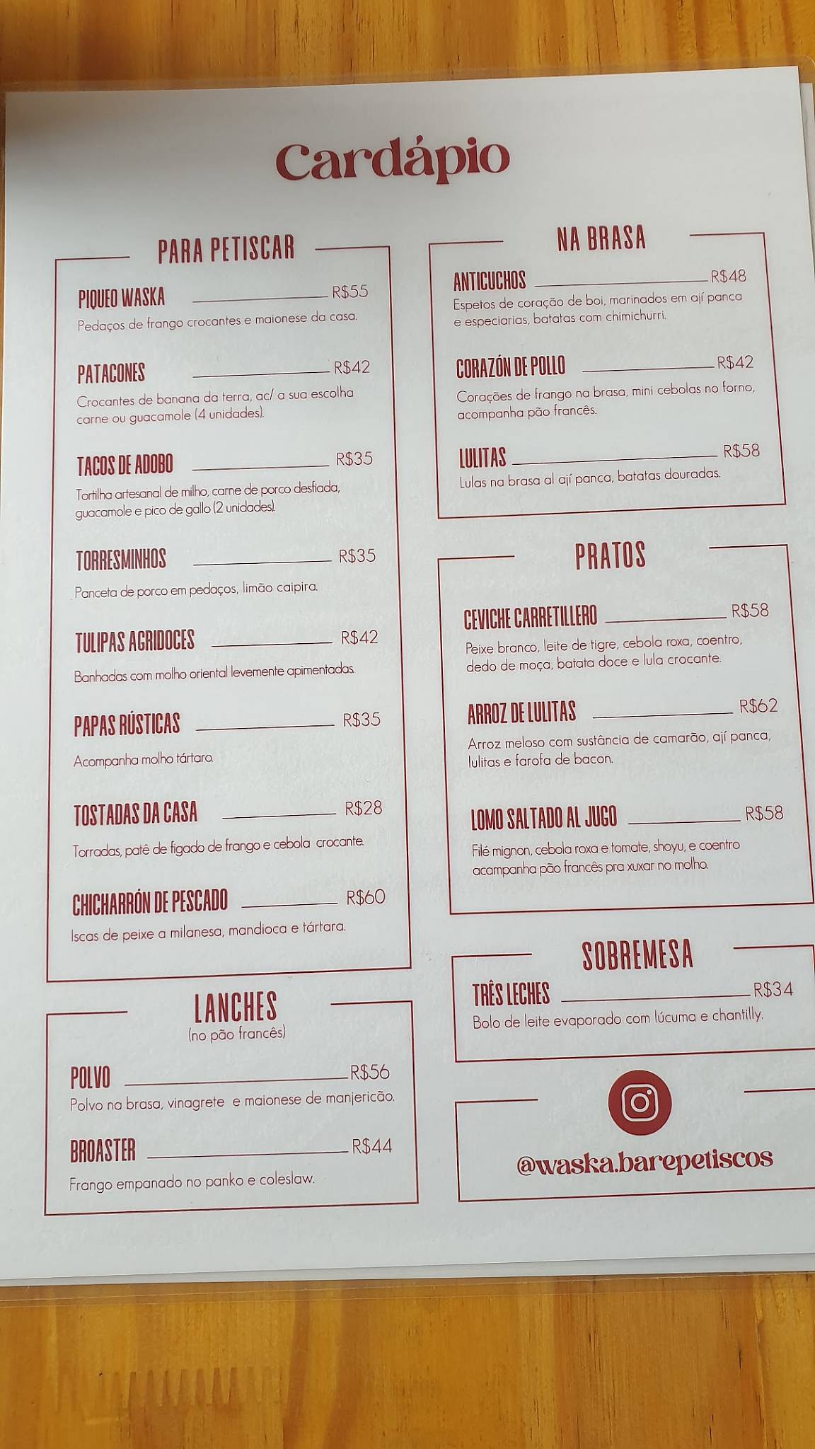 Waska - Restobar Latino cardápio