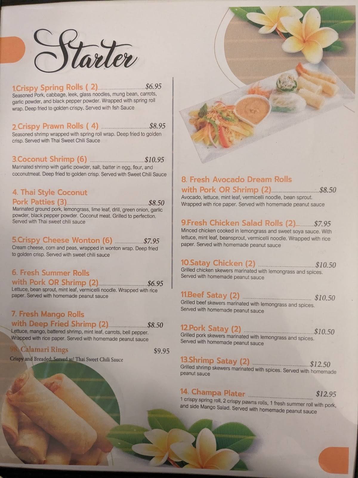 Menu de Champa Kitchen