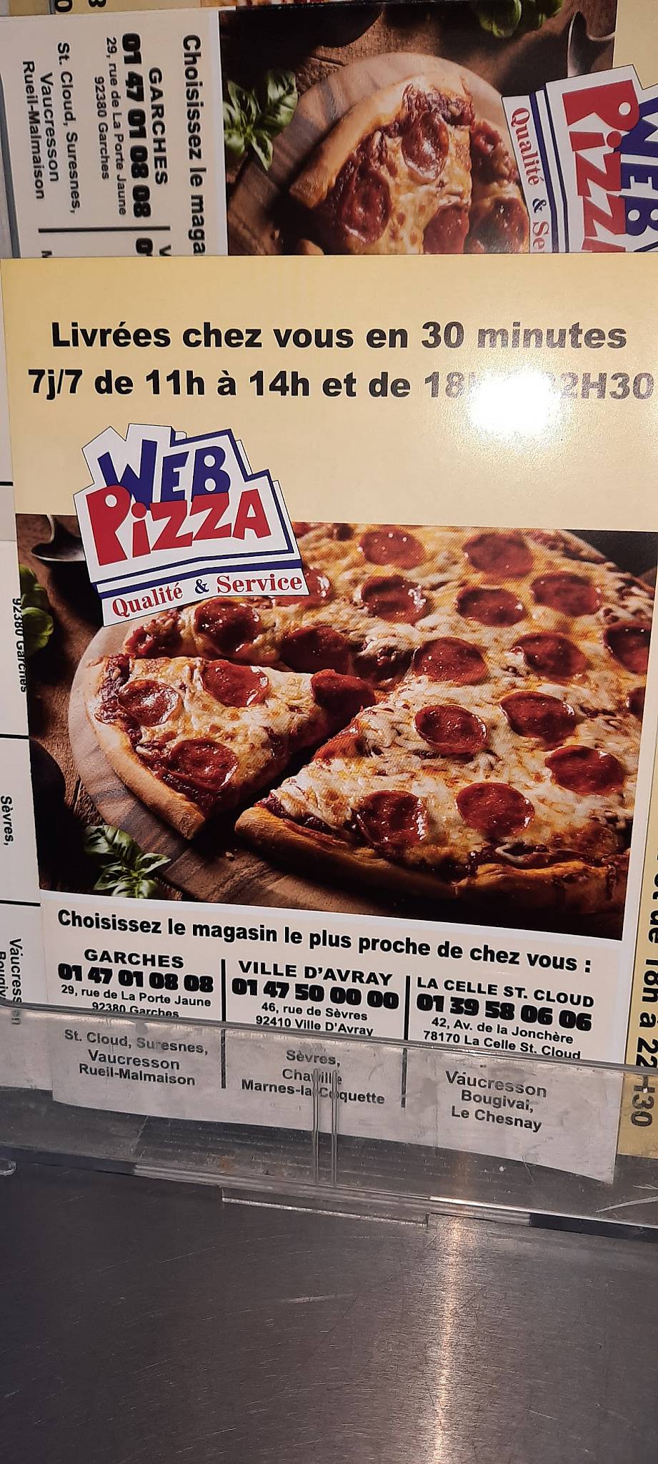 Menu de Web Pizza Garches