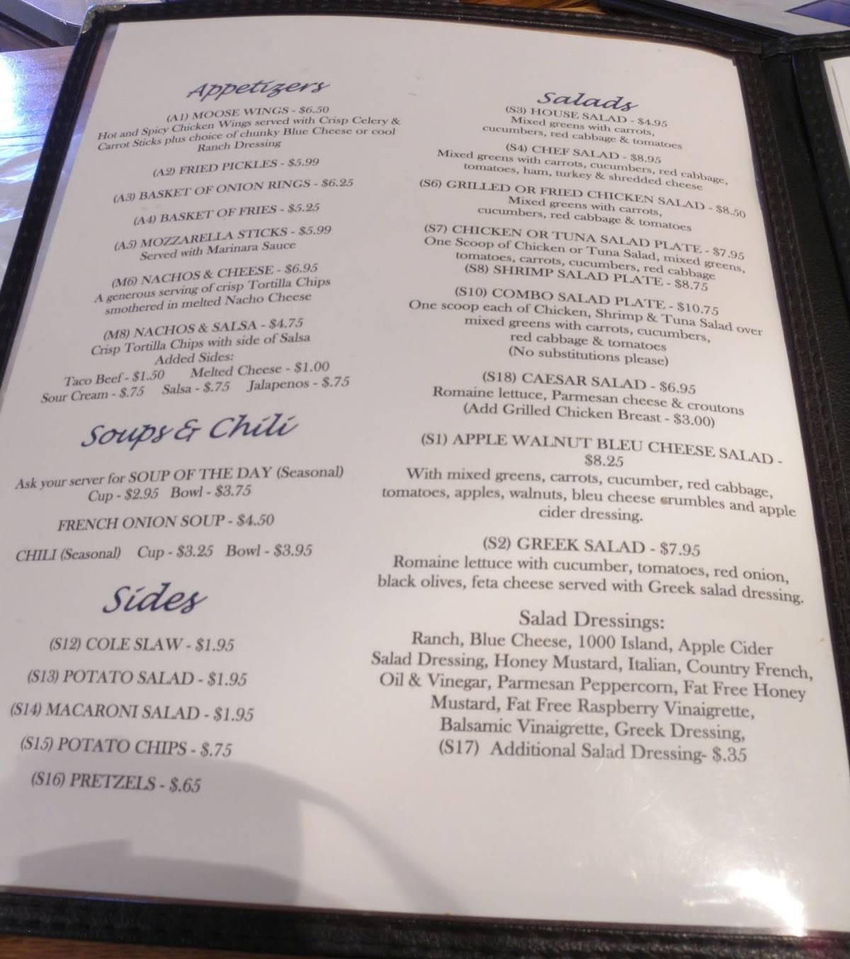 Menu at Moosie's Bar and Grill, 16 Bridgewater Pointe Pl