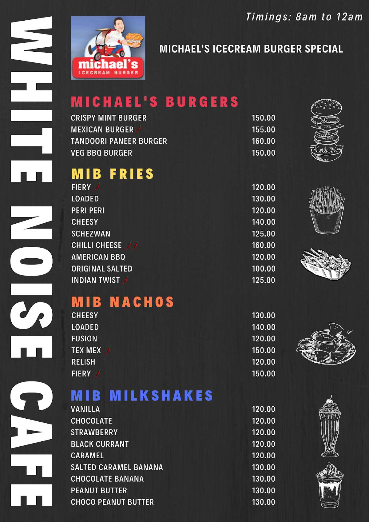 White Noise Cafe & Snooker Hub menu