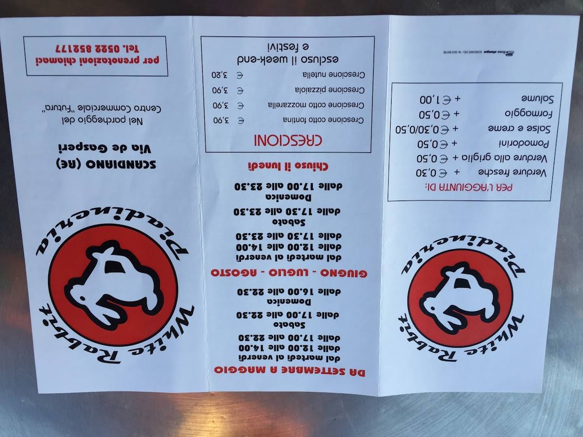 Menu di White Rabbit Snc di Rabitti Federica e Antonio - Piadineria 