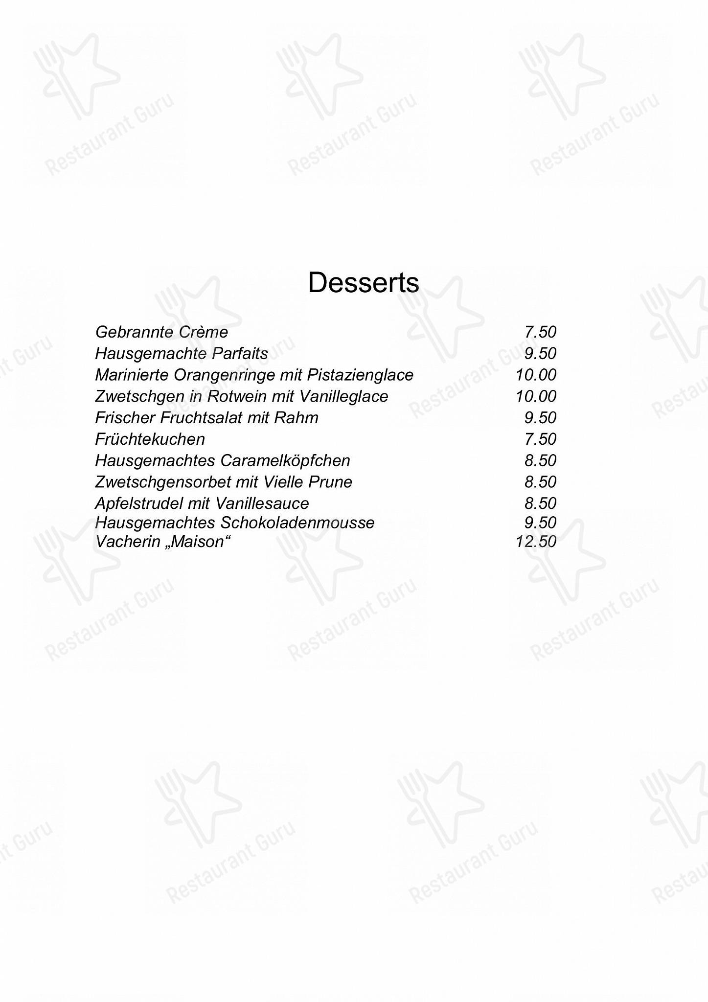 Hotel-Restaurant Wilhelm Tell in Münchenbuchsee - Menu